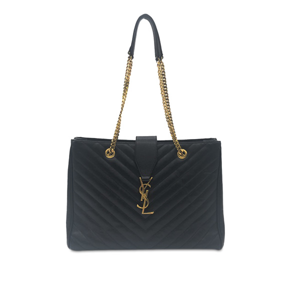 Yves Saint Laurent Handbags - SAINT LAURENT Quilted Grain de Poudre Monogram Tote Tote Bag